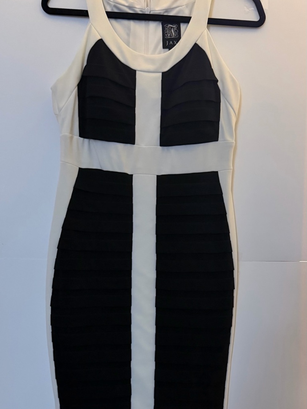 Jax Black and Cream Paneled Racer Midi Dress